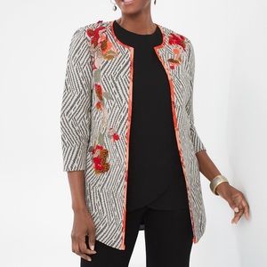 Chico’s Artisan Appliqué Floral Jacket Blazer Women’s Medium